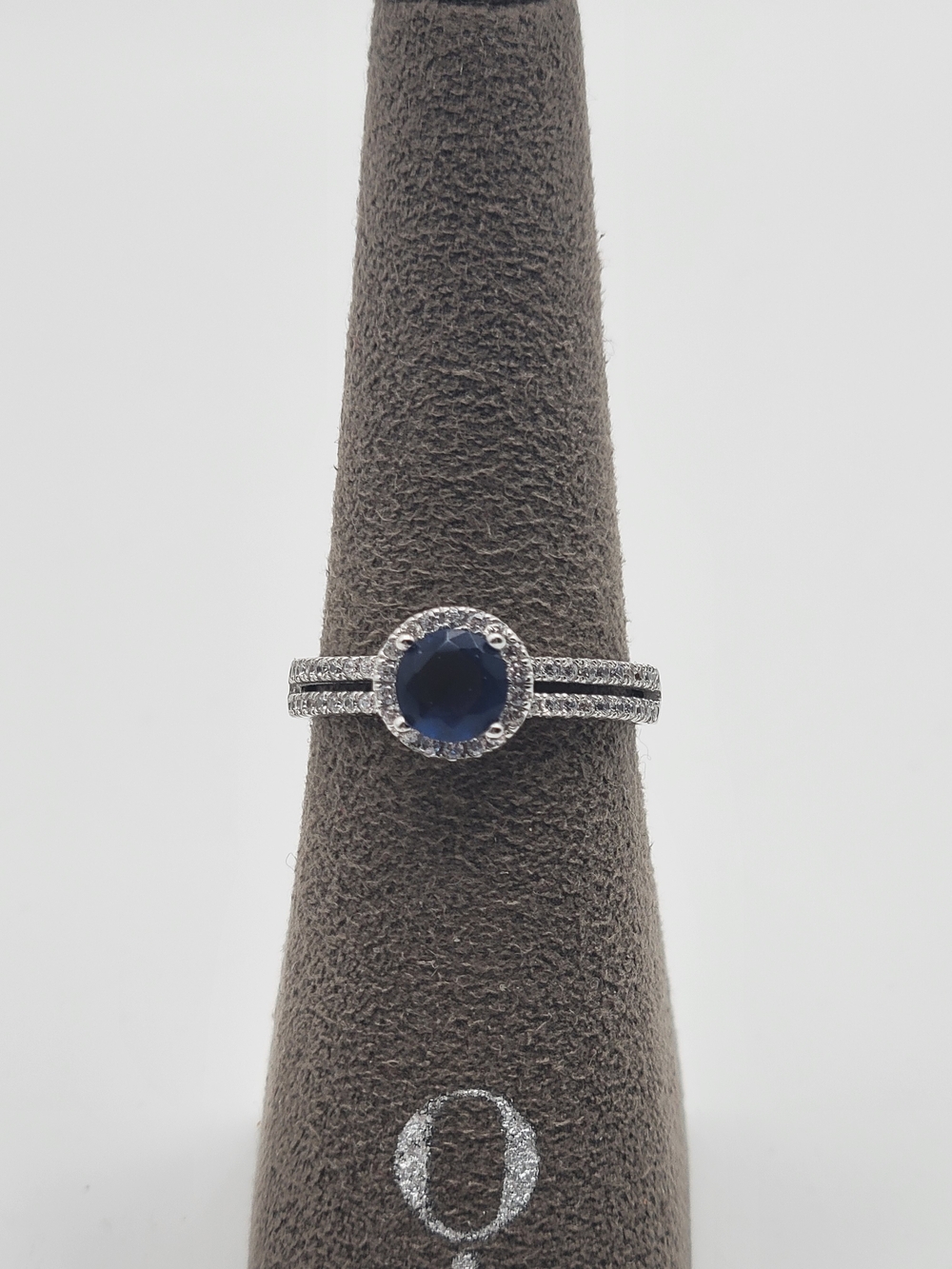Sterling Silver Classic Blue Sapphire Halo Ring